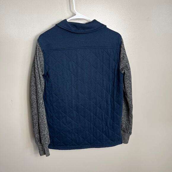 Men's Quilted Quicksilver Knit Jacket Comfortable Soft Coat Navy Blue Gray Small - Picture 5 of 7